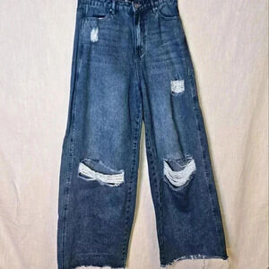 Misguided Wide Leg Distressed/‎ Ripped Jeans SZ 4